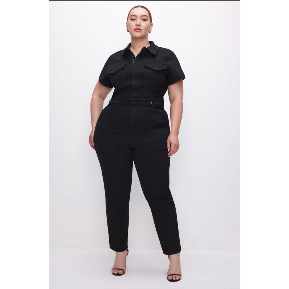 NEW Good American Fit for Success Jumpsuit Black Denim Short-Sleeve Size 2XL NWT